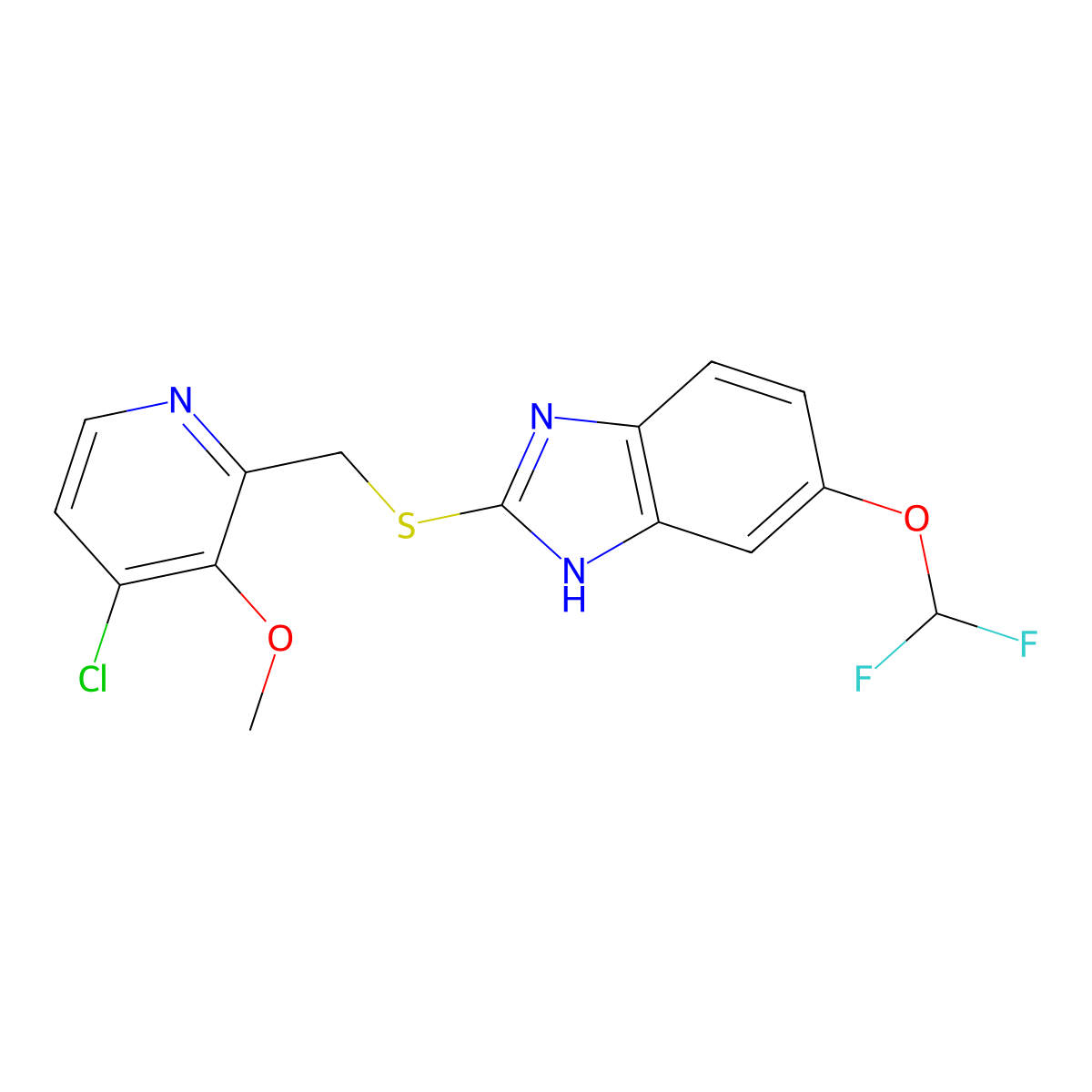 2-{[(4-Chloro-3-methoxypyridin-2-yl)methyl]sulfanyl)-6-(difluoromethoxy)-1H-benzimidazole molecular structure, CAS 368890-20-4