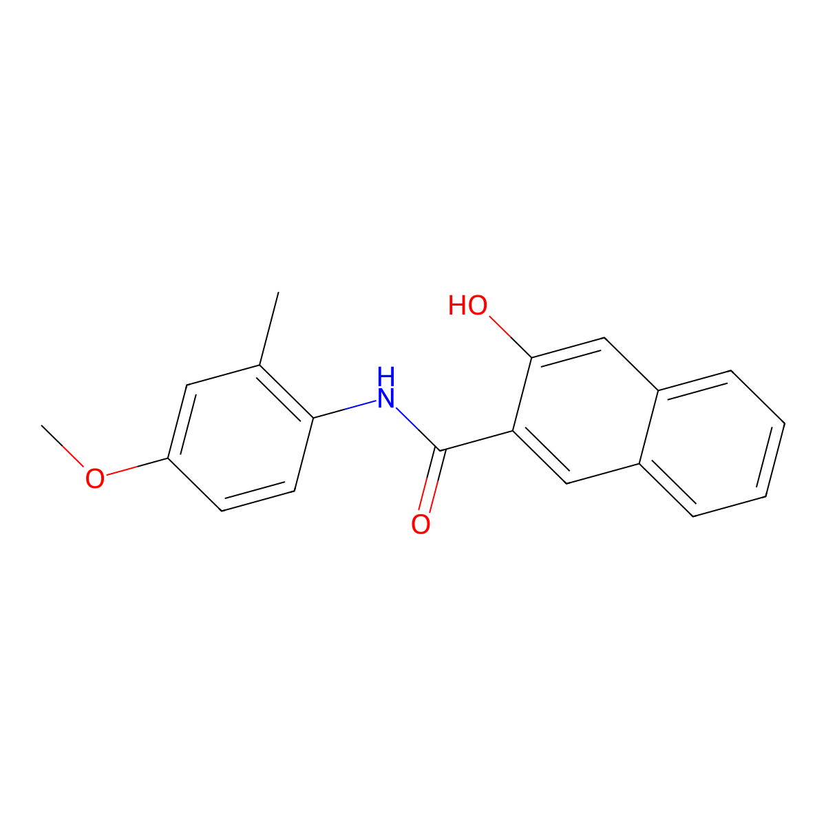 2-Naphthalenecarboxamide, 3-hydroxy-N-(4-methoxy-2-methylphenyl)- molecular structure, CAS 3689-20-1