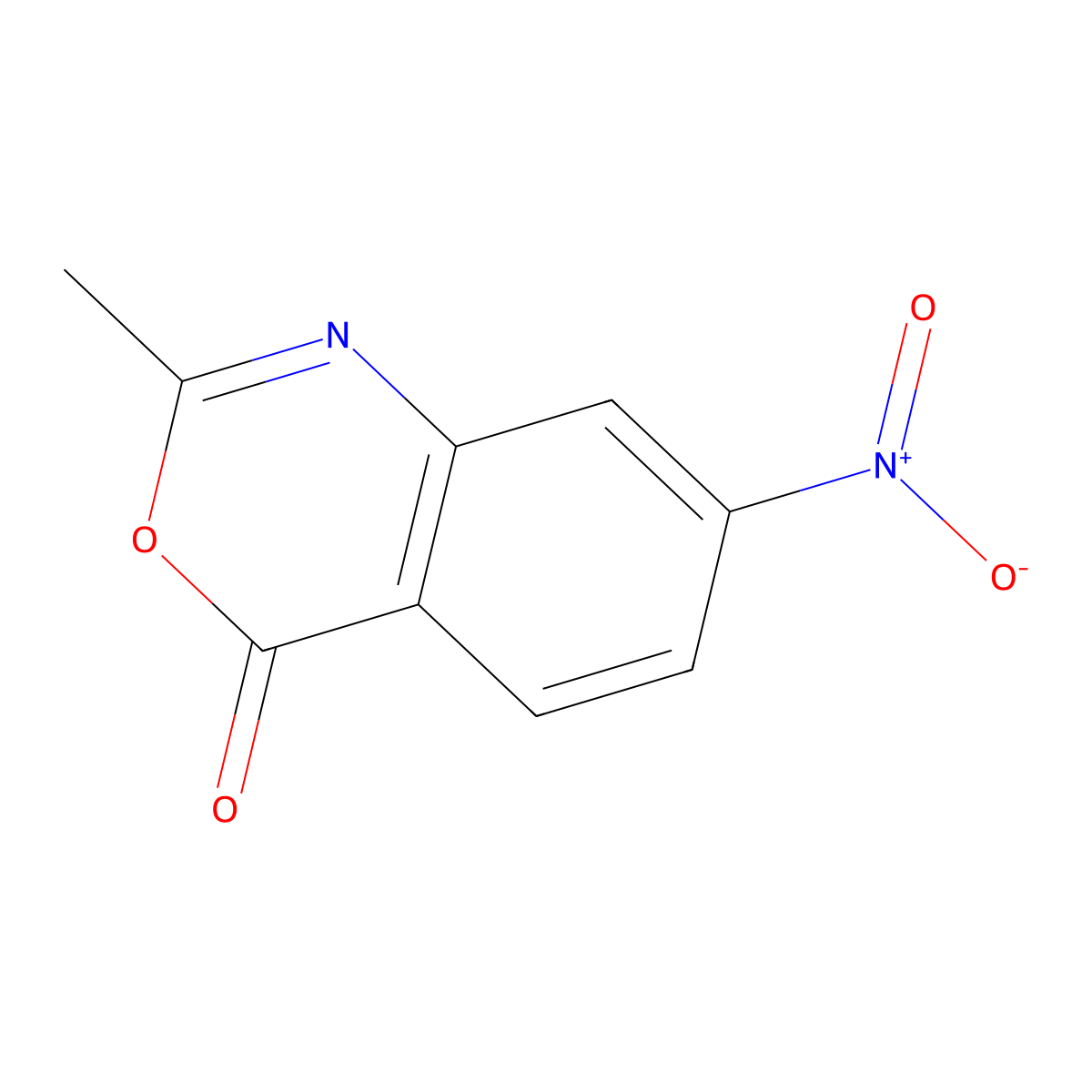 4H-3,1-Benzoxazin-4-one, 2-methyl-7-nitro- molecular structure, CAS 3689-31-4