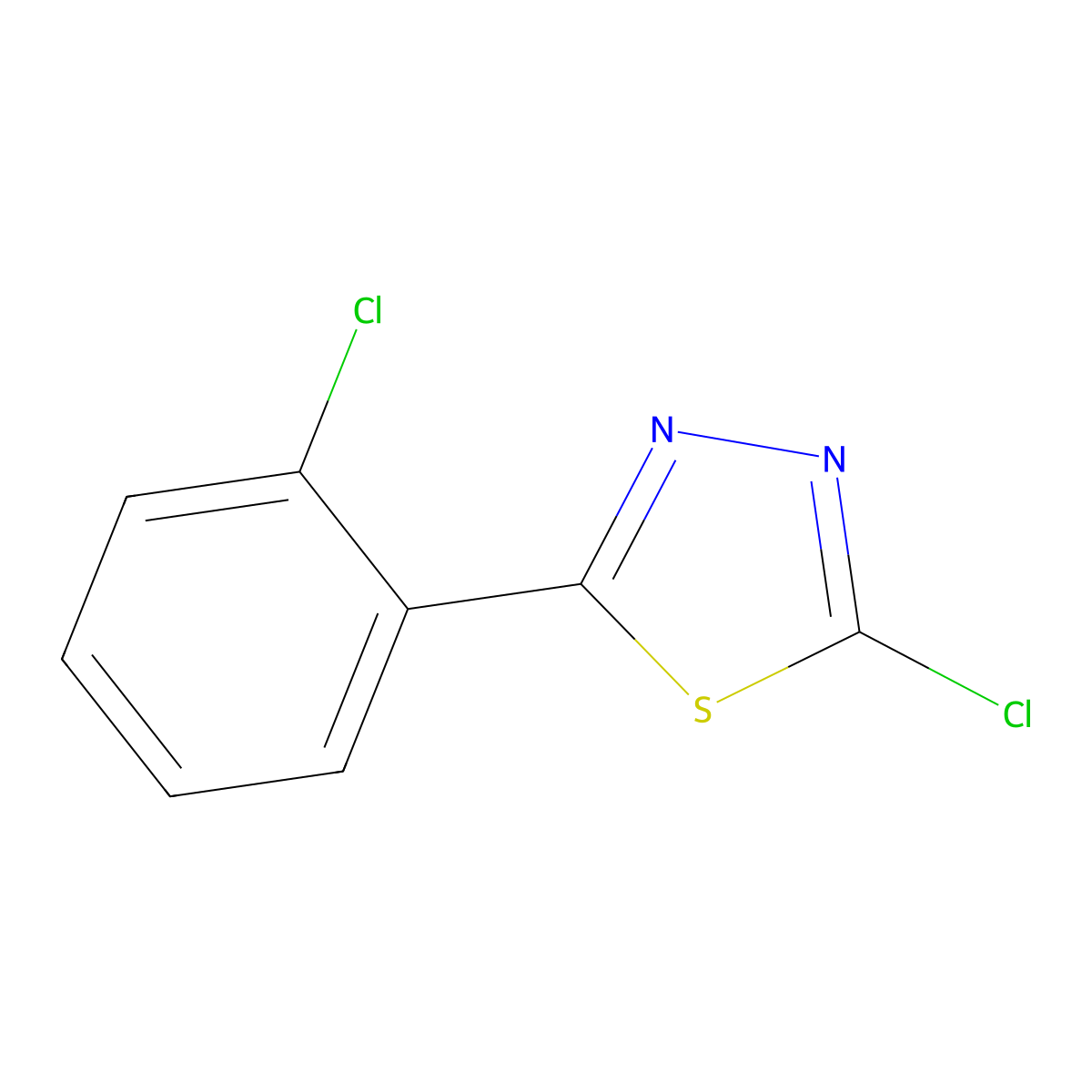 2-Chloro-5-(2-chlorophenyl)-1,3,4-thiadiazole molecular structure, CAS 36894-93-6