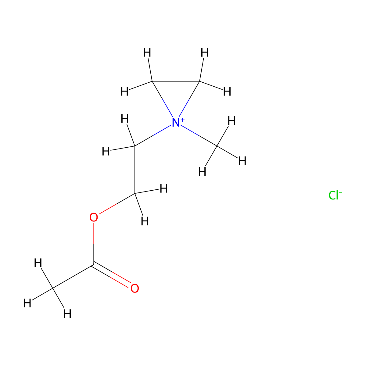 Aziridinium, 1-(2-(acetyloxy)ethyl)-1-methyl-, chloride (1:1) molecular structure, CAS 36895-01-9