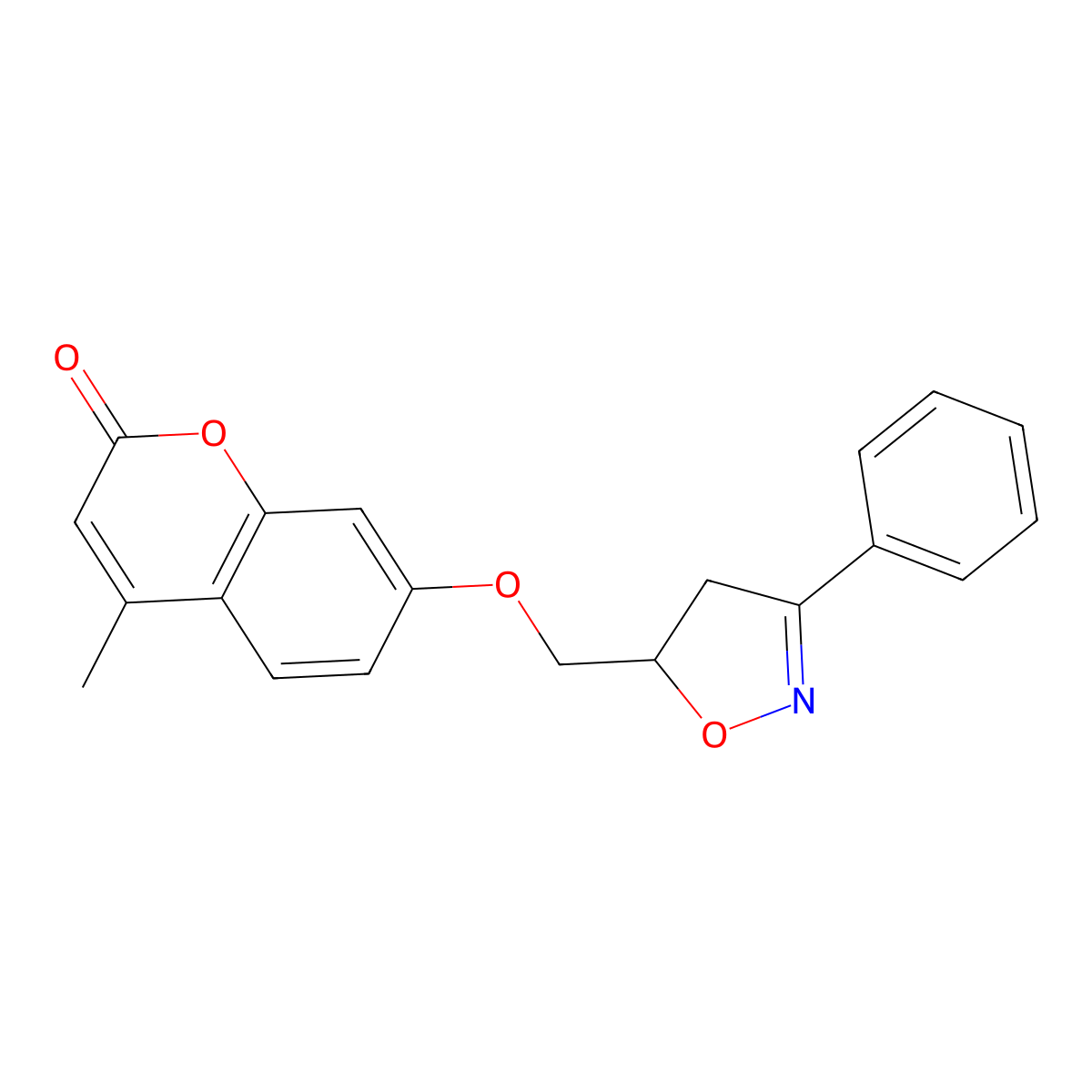4-methyl-7-[(3-phenyl-4,5-dihydro-1,2-oxazol-5-yl)methoxy]-2H-chromen-2-one molecular structure, CAS 36895-28-0