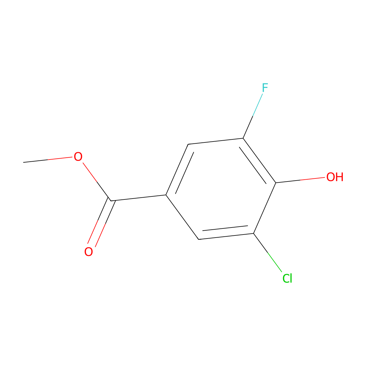 Methyl 3-chloro-5-fluoro-4-hydroxybenzoate molecular structure, CAS 369-15-3