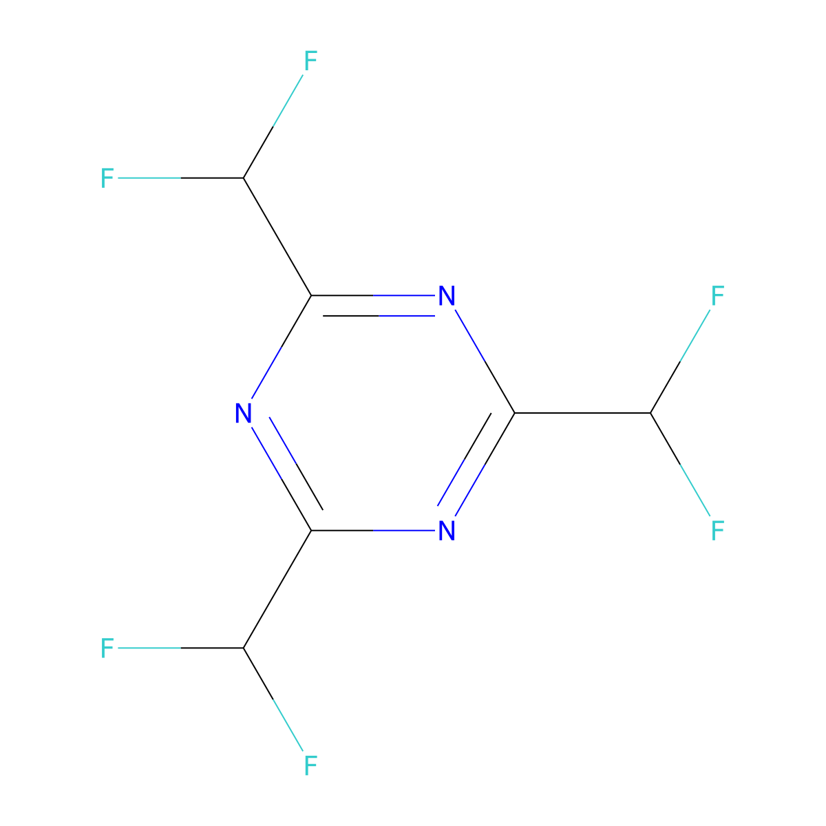 2,4,6-Tris(difluoromethyl)-1,3,5-triazine molecular structure, CAS 369-22-2