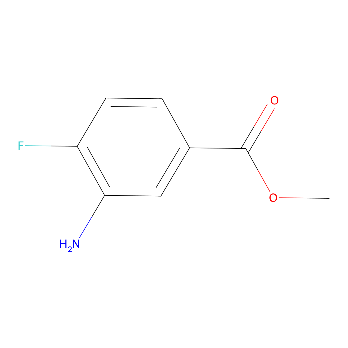 Methyl 3-amino-4-fluorobenzoate molecular structure, CAS 369-26-6