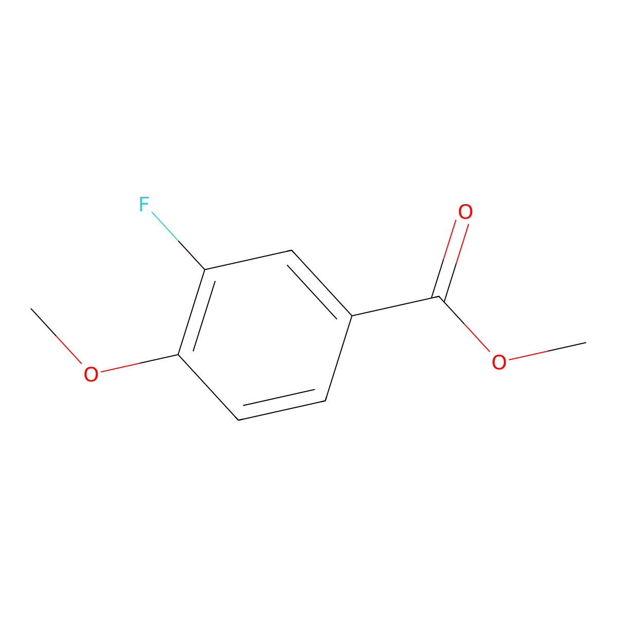 Benzoic acid, 3-fluoro-4-methoxy-, methyl ester molecular structure, CAS 369-30-2