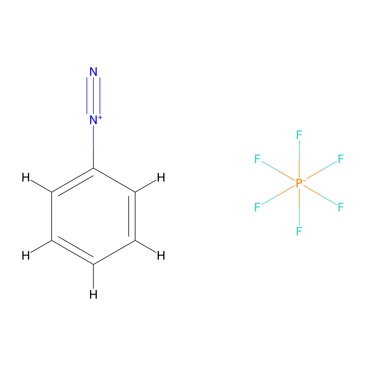 Benzenediazonium, hexafluorophosphate(1-) (1:1) molecular structure, CAS 369-58-4