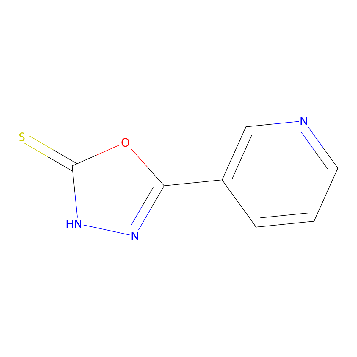 5-(3-Pyridyl)-1,3,4-oxadiazole-2-thiol molecular structure, CAS 3690-46-8