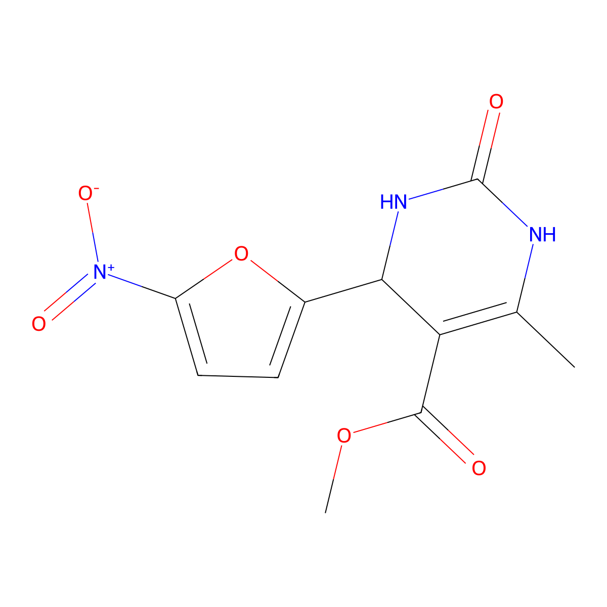 Methyl 6-methyl-4-(5-nitrofuran-2-yl)-2-oxo-1,2,3,4-tetrahydropyrimidine-5-carboxylate molecular structure, CAS 3690-88-8
