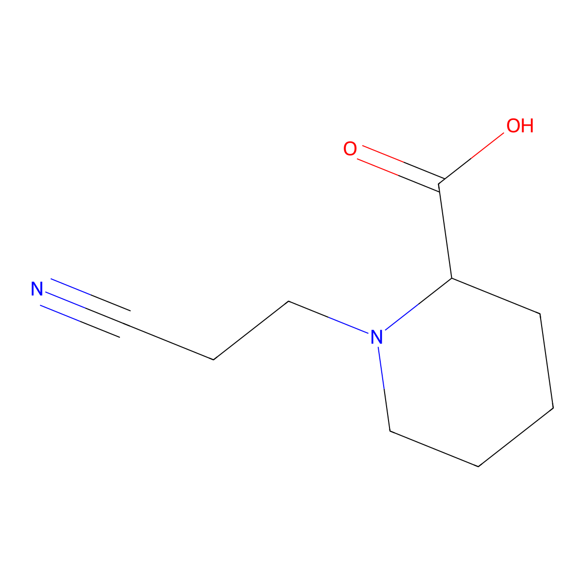 1-(2-Cyanoethyl)piperidine-2-carboxylic acid molecular structure, CAS 36901-90-3