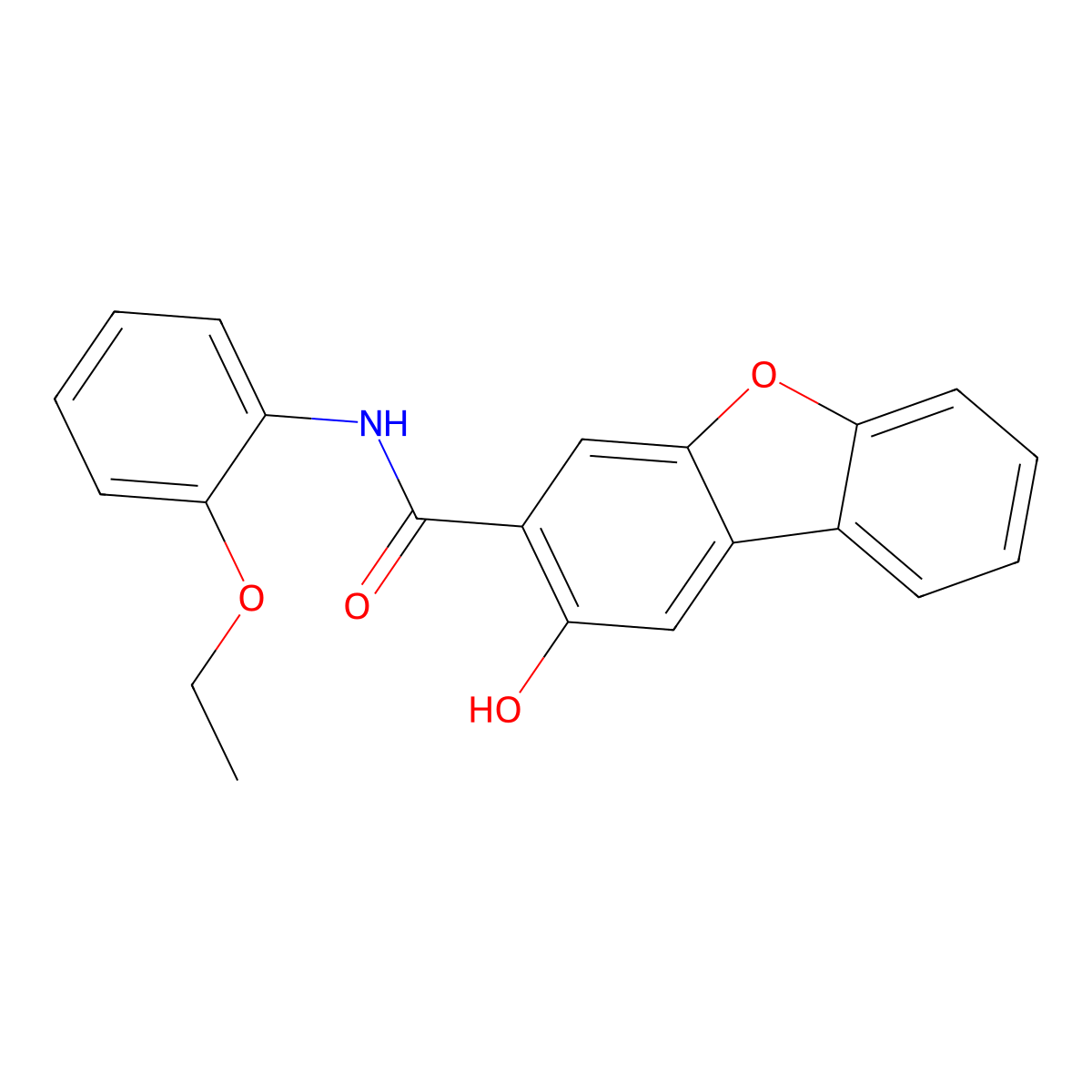 3-Dibenzofurancarboxamide, N-(2-ethoxyphenyl)-2-hydroxy- molecular structure, CAS 3691-93-8