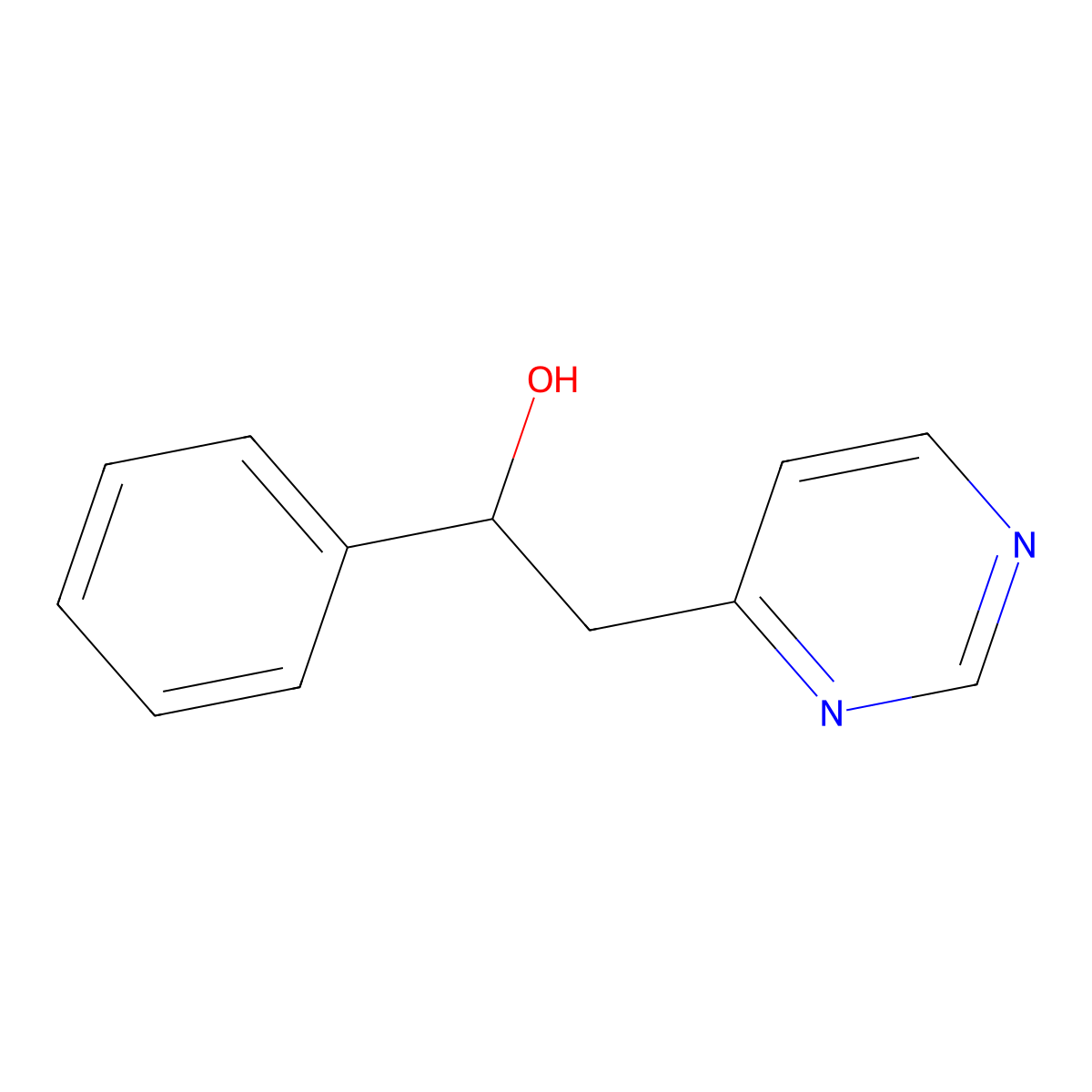 1-Phenyl-2-pyrimidin-4-ylethanol molecular structure, CAS 36914-71-3