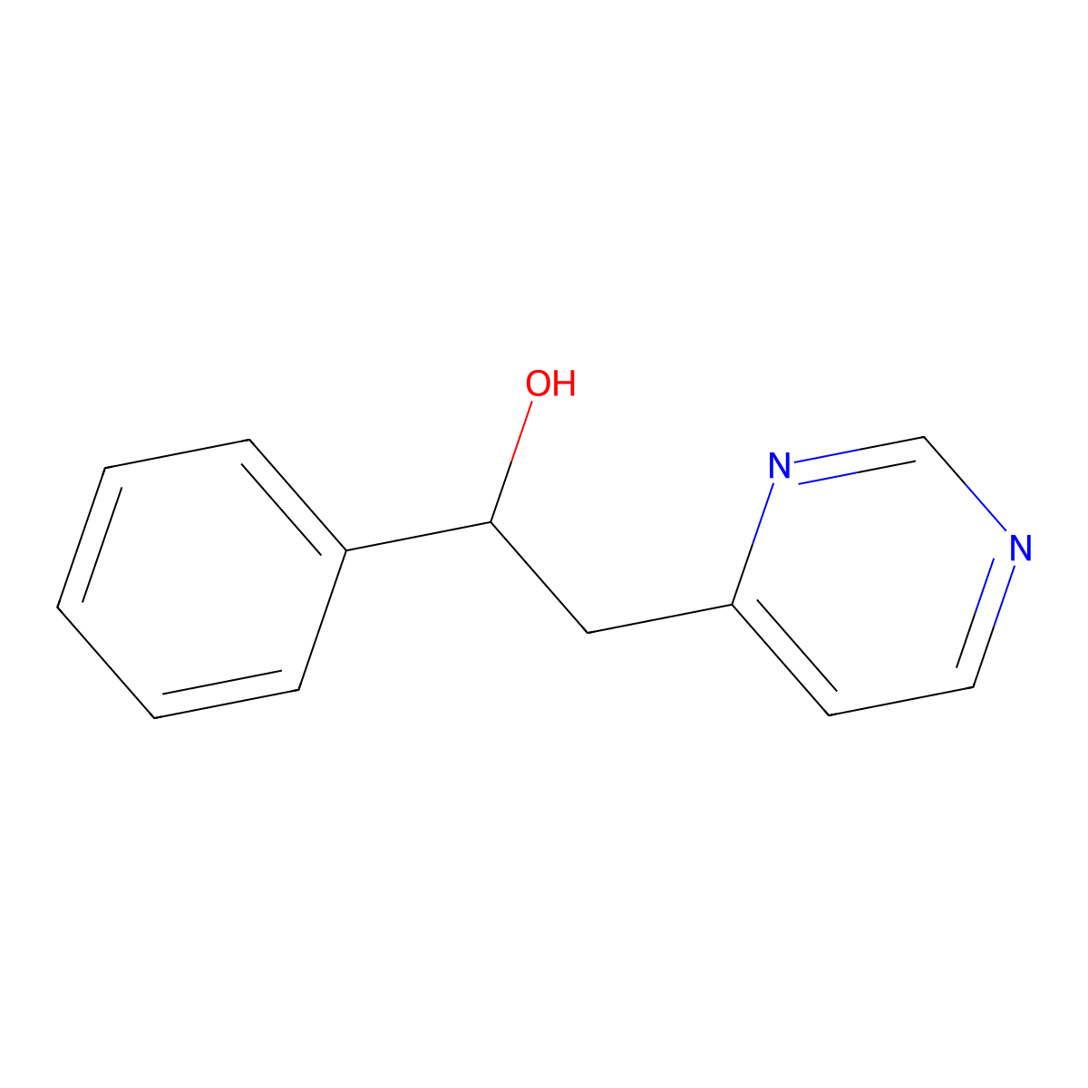 1-Phenyl-2-pyrimidin-4-ylethanol molecular structure, CAS 36914-71-3