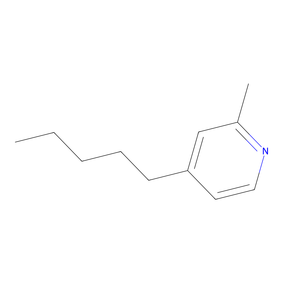 2-Methyl-4-pentylpyridine technical grade molecular structure, CAS 36917-41-6