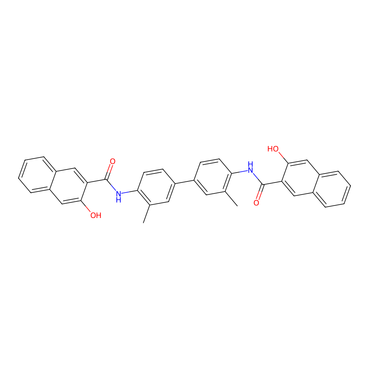 2-Naphthalenecarboxamide, N,N'-(3,3'-dimethyl(1,1'-biphenyl)-4,4'-diyl)bis(3-hydroxy- molecular structure, CAS 3692-05-5