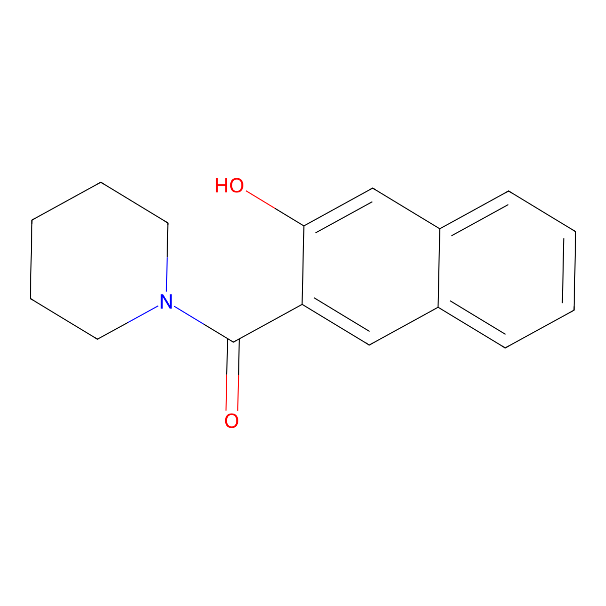 (3-Hydroxynaphthalen-2-yl)(piperidin-1-yl)methanone molecular structure, CAS 3692-69-1