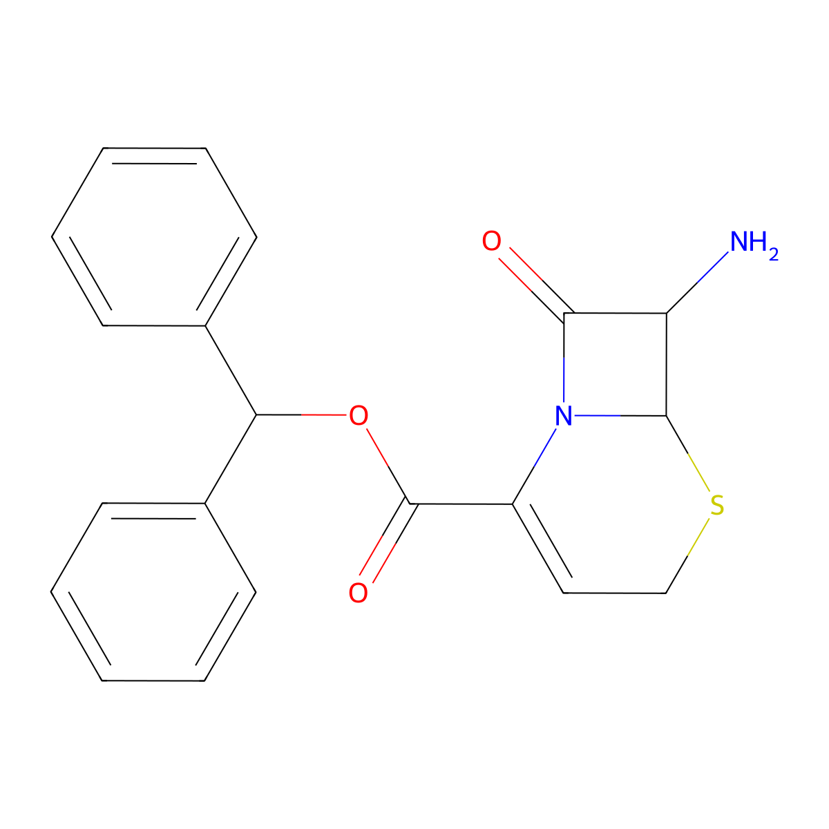 diphenylmethyl (6R,7R)-7-Amino-8-oxo-5-thia-1-azabicyclo(4.2.0)oct-2-ene-2-carboxylate molecular structure, CAS 36923-21-4