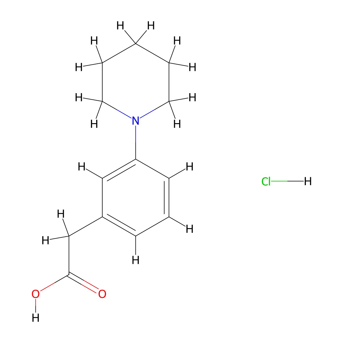 2-[3-(Piperidin-1-yl)phenyl]acetic acid hydrochloride molecular structure, CAS 36924-41-1