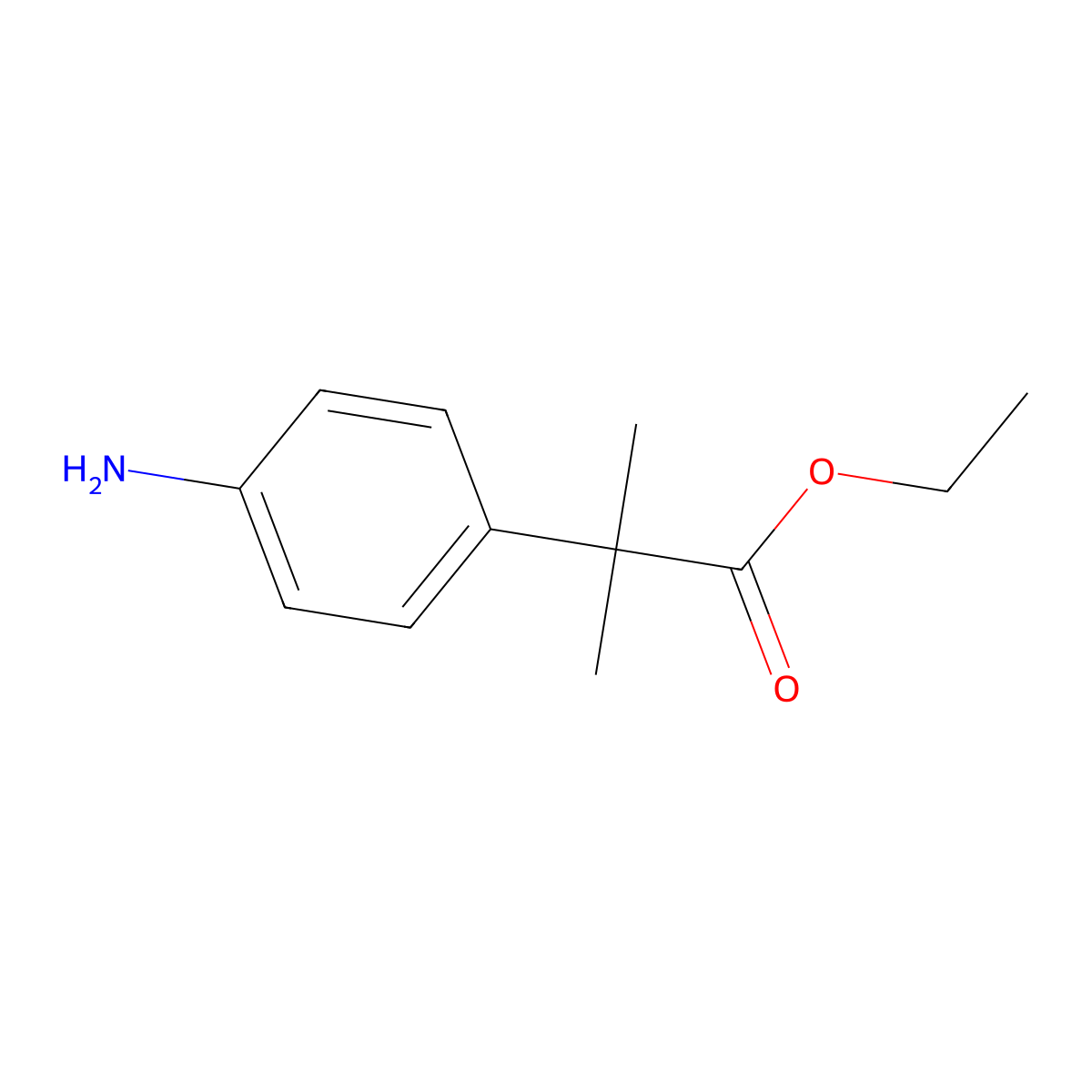 Ethyl 2-(4-aminophenyl)-2-methylpropanoate molecular structure, CAS 36924-81-9