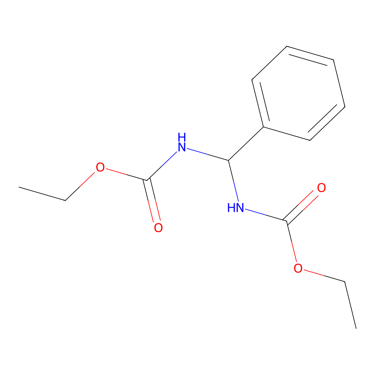 Ethyl N-[(ethoxycarbonylamino)-phenyl-methyl]carbamate molecular structure, CAS 3693-54-7
