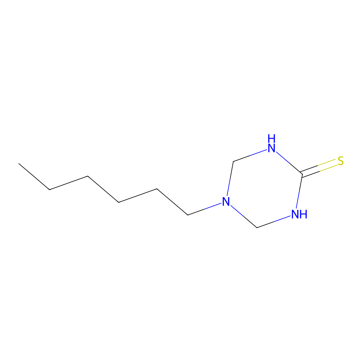 5-Hexyl-1,3,5-triazinane-2-thione molecular structure, CAS 36933-48-9