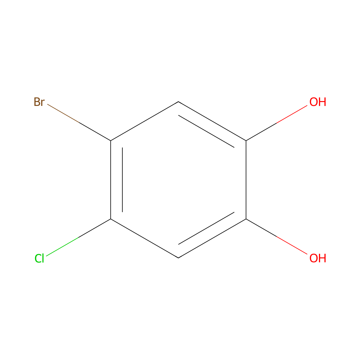 4-Bromo-5-chlorobenzene-1,2-diol molecular structure, CAS 369354-51-8