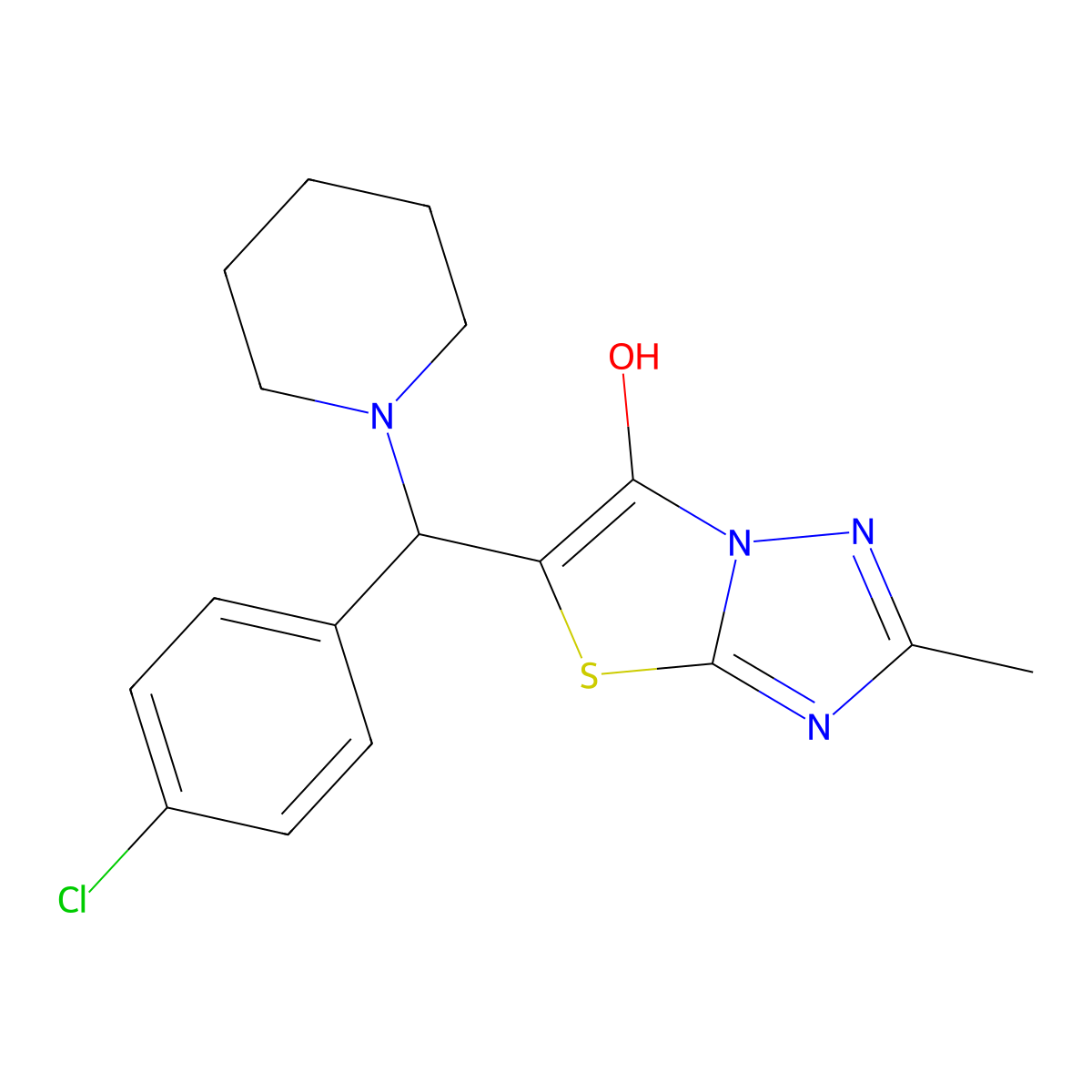 5-((4-Chlorophenyl)(piperidin-1-yl)methyl)-2-methylthiazolo[3,2-b][1,2,4]triazol-6-ol molecular structure, CAS 369367-02-2