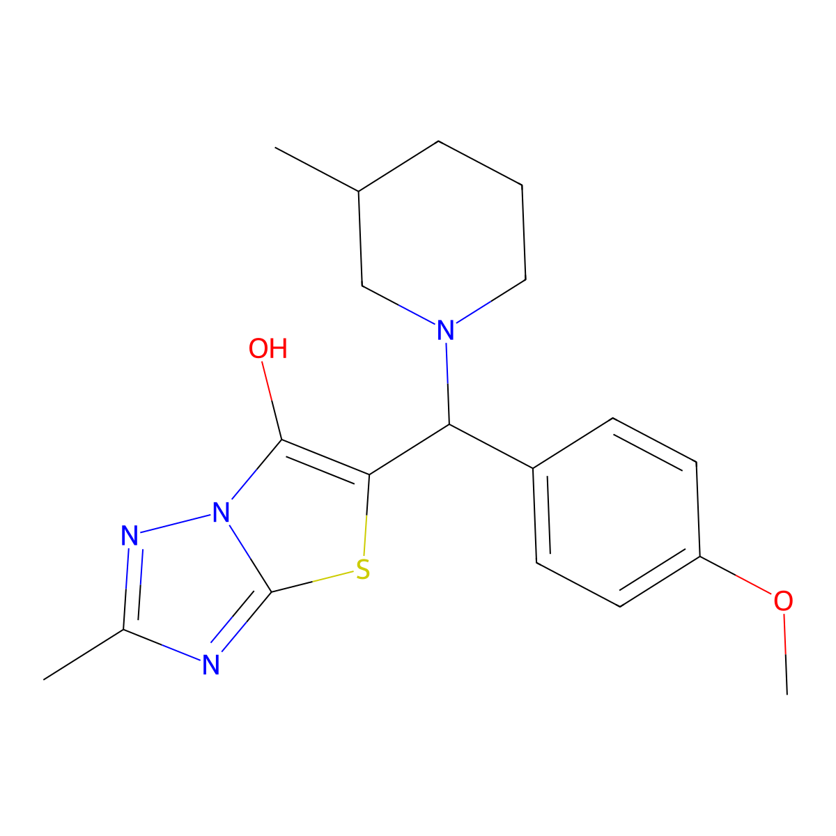 5-((4-Methoxyphenyl)(3-methylpiperidin-1-yl)methyl)-2-methylthiazolo[3,2-b][1,2,4]triazol-6-ol molecular structure, CAS 369367-09-9