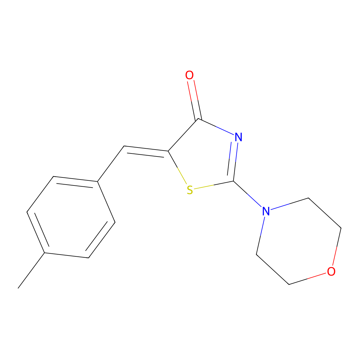 5-[(4-Methylphenyl)methylene]-2-(4-morpholinyl)-4(5H)-thiazolone molecular structure, CAS 36937-46-9