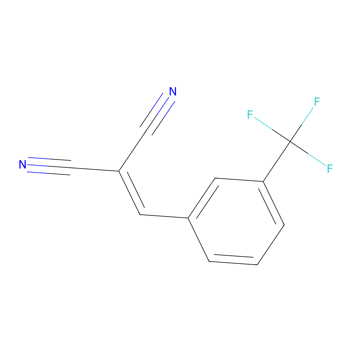 Malononitrile, (3-trifluoromethylbenzylidene)- molecular structure, CAS 36937-90-3
