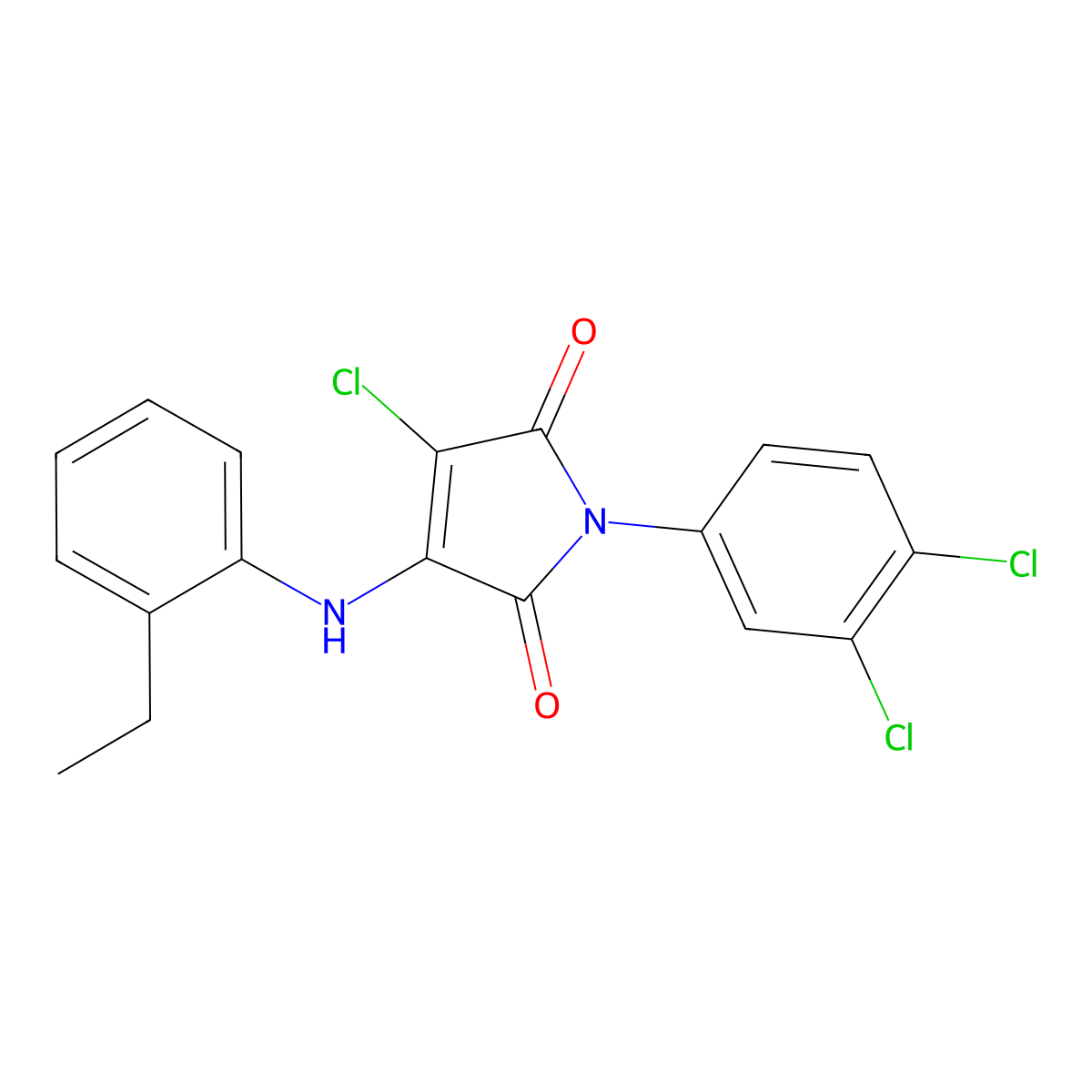 3-Chloro-1-(3,4-dichlorophenyl)-4-(2-ethylanilino)pyrrole-2,5-dione molecular structure, CAS 369393-67-9