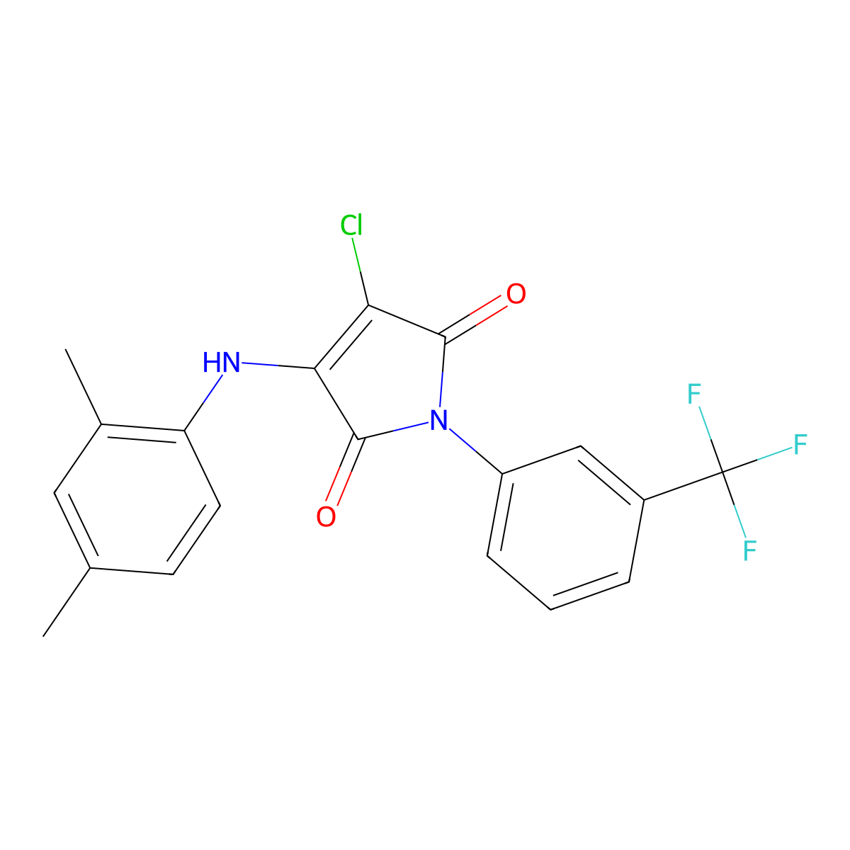 3-Chloro-4-(2,4-dimethylanilino)-1-[3-(trifluoromethyl)phenyl]pyrrole-2,5-dione molecular structure, CAS 369394-01-4