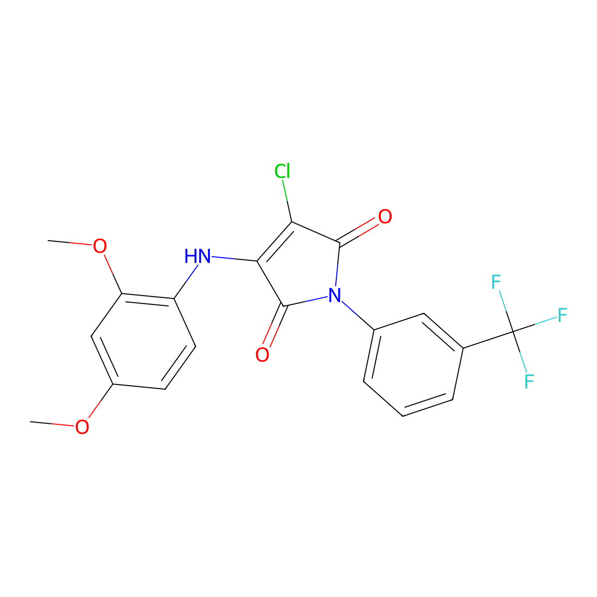 3-Chloro-4-(2,4-dimethoxyanilino)-1-[3-(trifluoromethyl)phenyl]pyrrole-2,5-dione molecular structure, CAS 369394-11-6