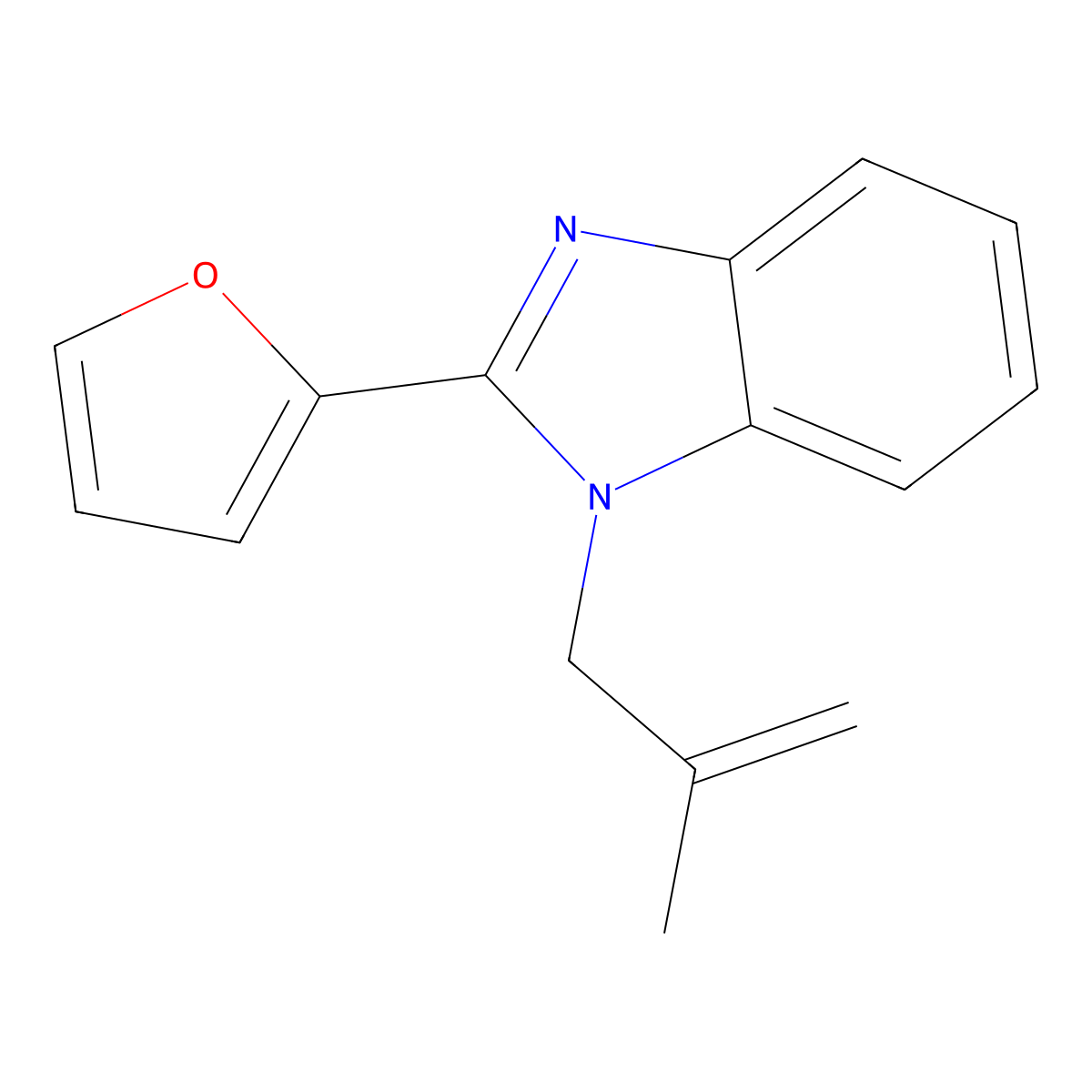 2-(furan-2-yl)-1-(2-methylallyl)-1H-benzo[d]imidazole molecular structure, CAS 369394-15-0