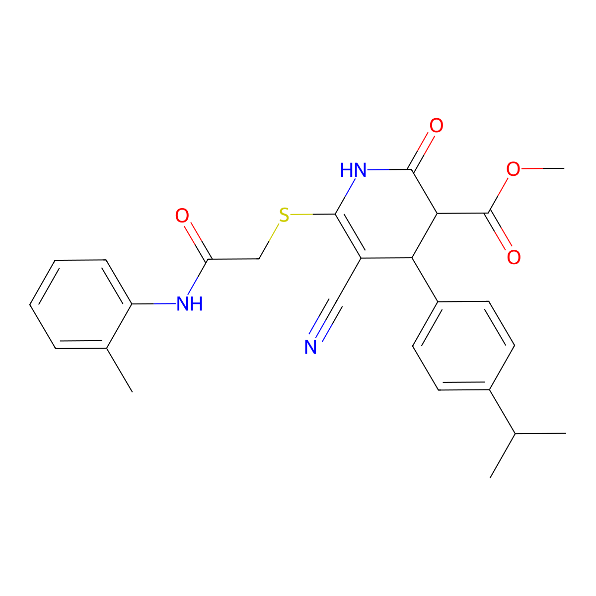 Methyl 5-cyano-2-hydroxy-6-({2-[(2-methylphenyl)amino]-2-oxoethyl}sulfanyl)-4-[4-(propan-2-yl)phenyl]-3,4-dihydropyridine-3-carboxylate molecular structure, CAS 369394-16-1