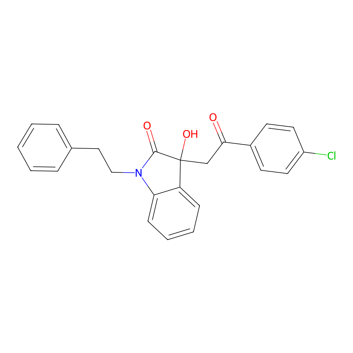 3-[2-(4-chlorophenyl)-2-oxoethyl]-3-hydroxy-1-(2-phenylethyl)-1,3-dihydro-2H-indol-2-one molecular structure, CAS 369394-22-9