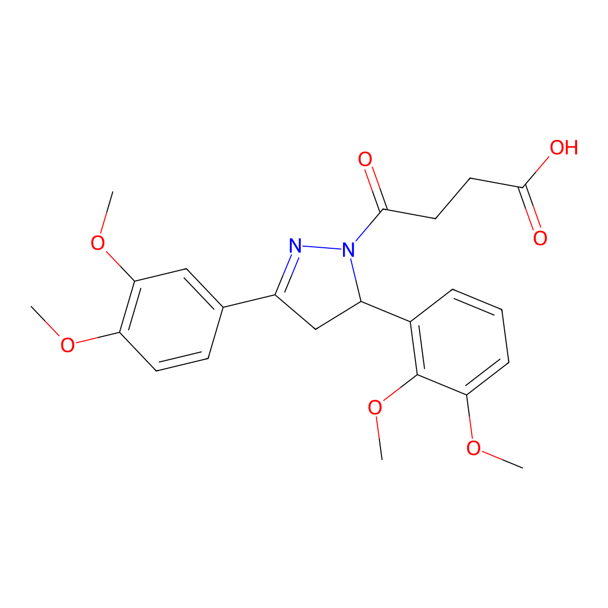 4-[5-(2,3-dimethoxyphenyl)-3-(3,4-dimethoxyphenyl)-4,5-dihydro-1H-pyrazol-1-yl]-4-oxobutanoic acid molecular structure, CAS 369394-34-3