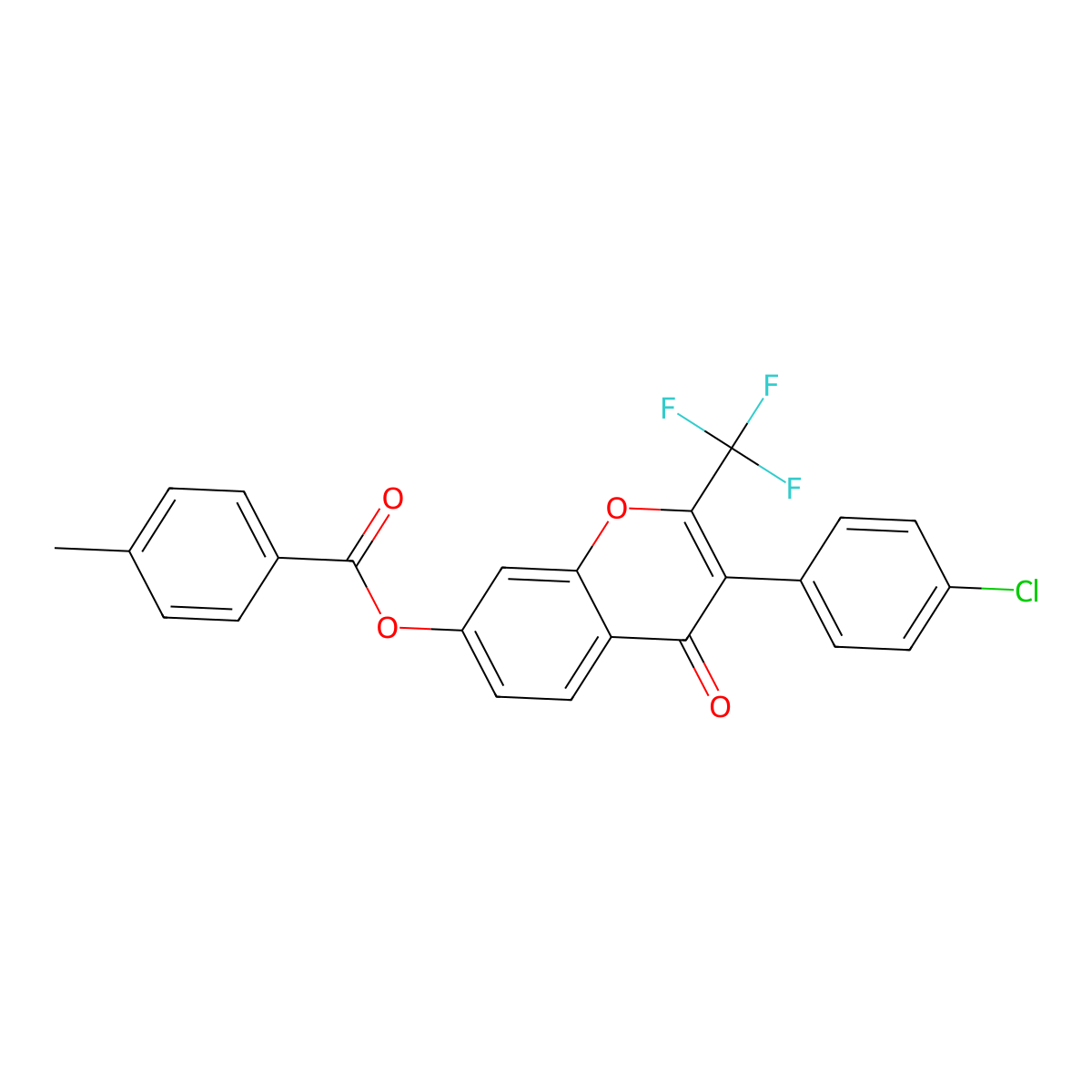 3-(4-chlorophenyl)-4-oxo-2-(trifluoromethyl)-4H-chromen-7-yl 4-methylbenzoate molecular structure, CAS 369394-36-5