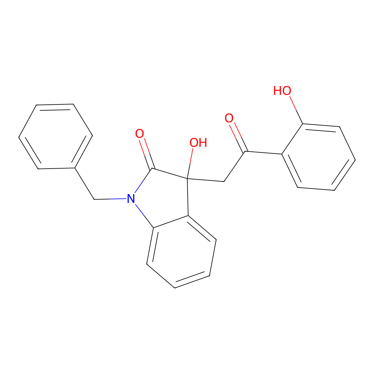 1-benzyl-3-hydroxy-3-[2-(2-hydroxyphenyl)-2-oxoethyl]-1,3-dihydro-2H-indol-2-one molecular structure, CAS 369394-52-5
