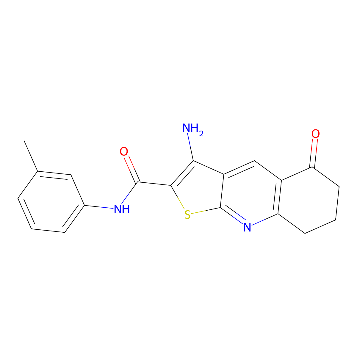 3-amino-5-oxo-N-(m-tolyl)-5,6,7,8-tetrahydrothieno[2,3-b]quinoline-2-carboxamide molecular structure, CAS 369394-58-1