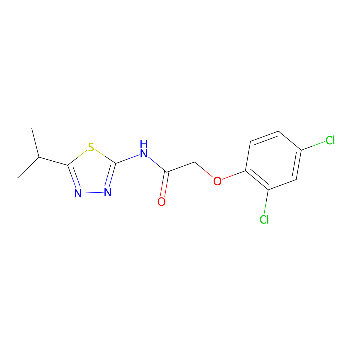 2-(2,4-dichlorophenoxy)-N-(5-isopropyl-1,3,4-thiadiazol-2-yl)acetamide molecular structure, CAS 369395-05-1