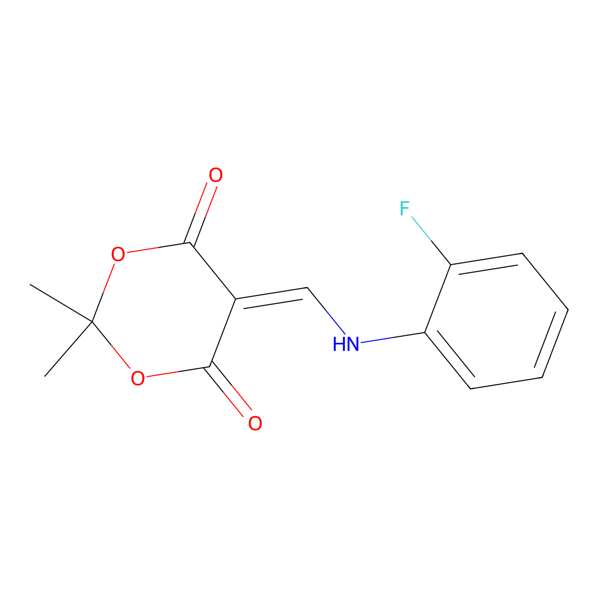5-(((2-Fluorophenyl)amino)methylene)-2,2-dimethyl-1,3-dioxane-4,6-dione molecular structure, CAS 369395-32-4