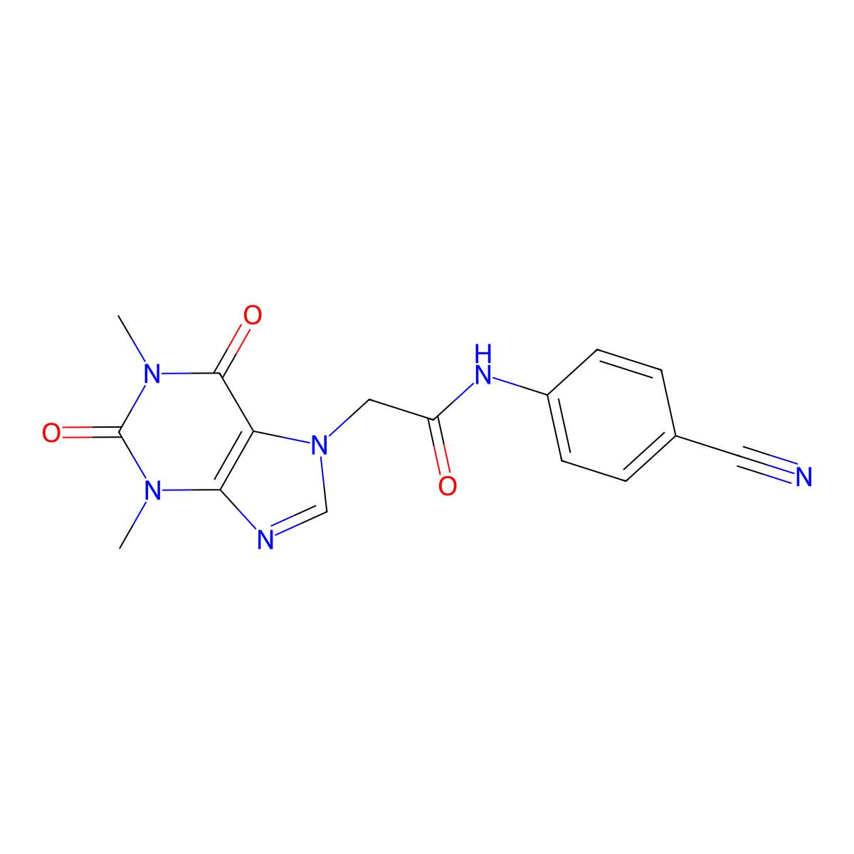 N-(4-cyanophenyl)-2-(1,3-dimethyl-2,6-dioxopurin-7-yl)acetamide molecular structure, CAS 369395-41-5