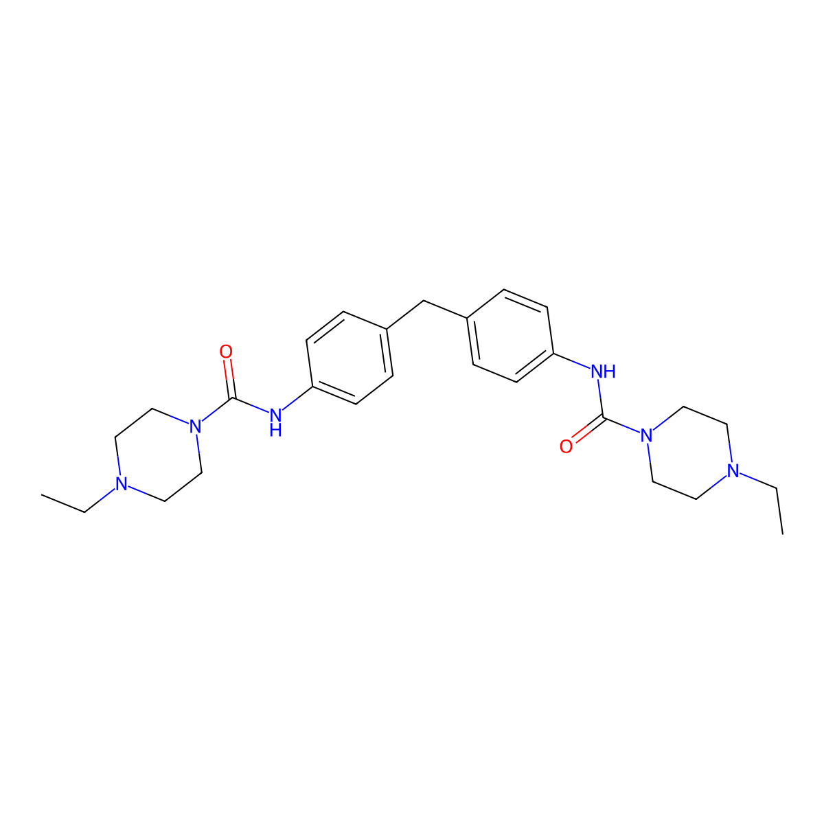 4-ethyl-N-[4-[[4-[(4-ethylpiperazine-1-carbonyl)amino]phenyl]methyl]phenyl]piperazine-1-carboxamide molecular structure, CAS 369395-53-9