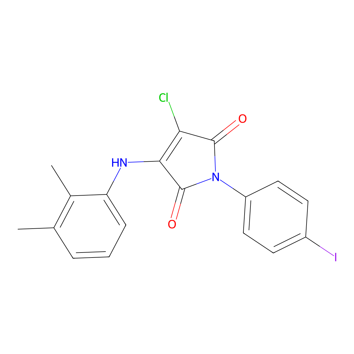 3-Chloro-4-(2,3-dimethylanilino)-1-(4-iodophenyl)pyrrole-2,5-dione molecular structure, CAS 369395-62-0