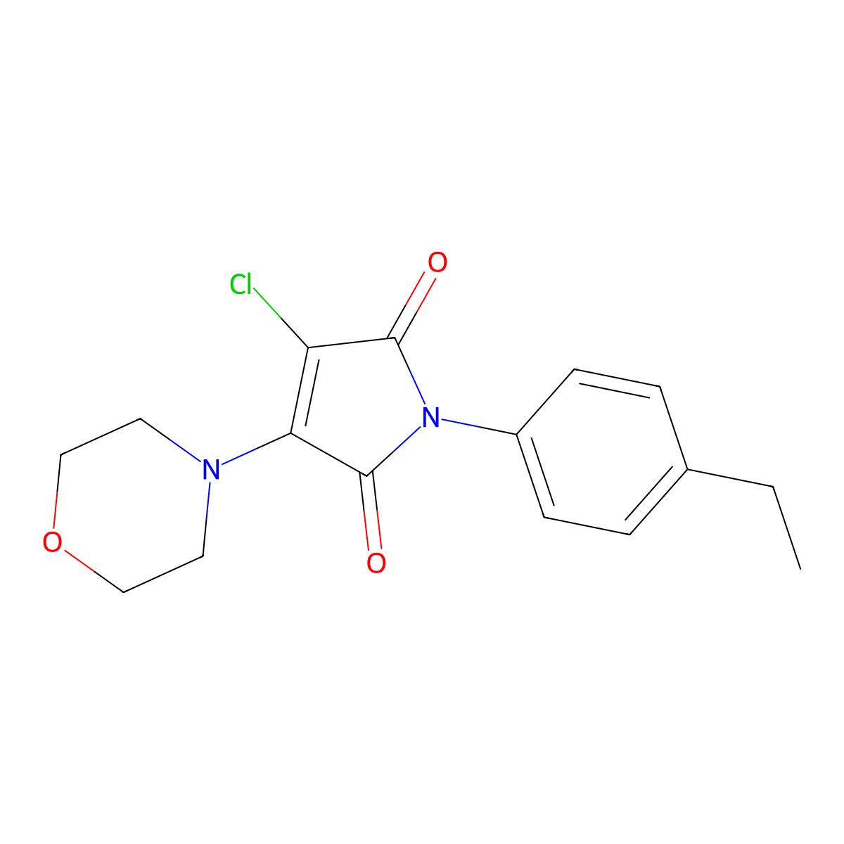 3-Chloro-1-(4-ethylphenyl)-4-morpholin-4-ylpyrrole-2,5-dione molecular structure, CAS 369395-63-1