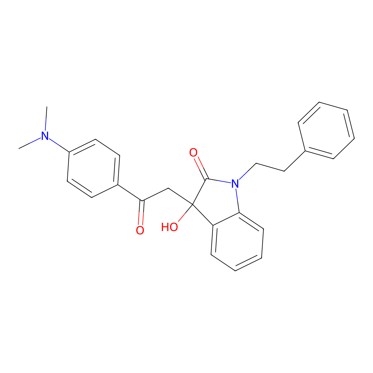 3-{2-[4-(dimethylamino)phenyl]-2-oxoethyl}-3-hydroxy-1-(2-phenylethyl)-1,3-dihydro-2H-indol-2-one molecular structure, CAS 369395-93-7