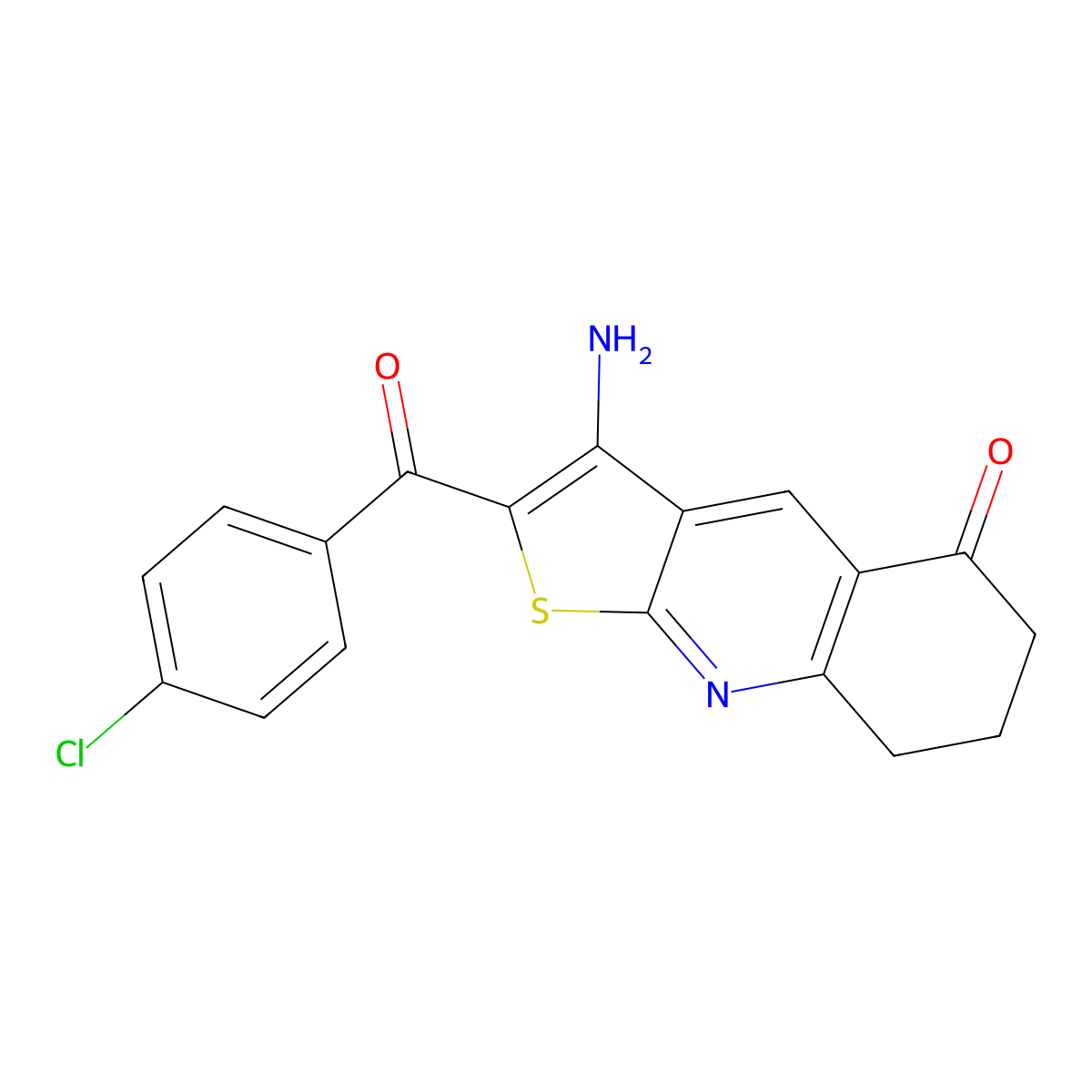 3-amino-2-(4-chlorobenzoyl)-7,8-dihydro-6H-thieno[2,3-b]quinolin-5-one molecular structure, CAS 369395-94-8