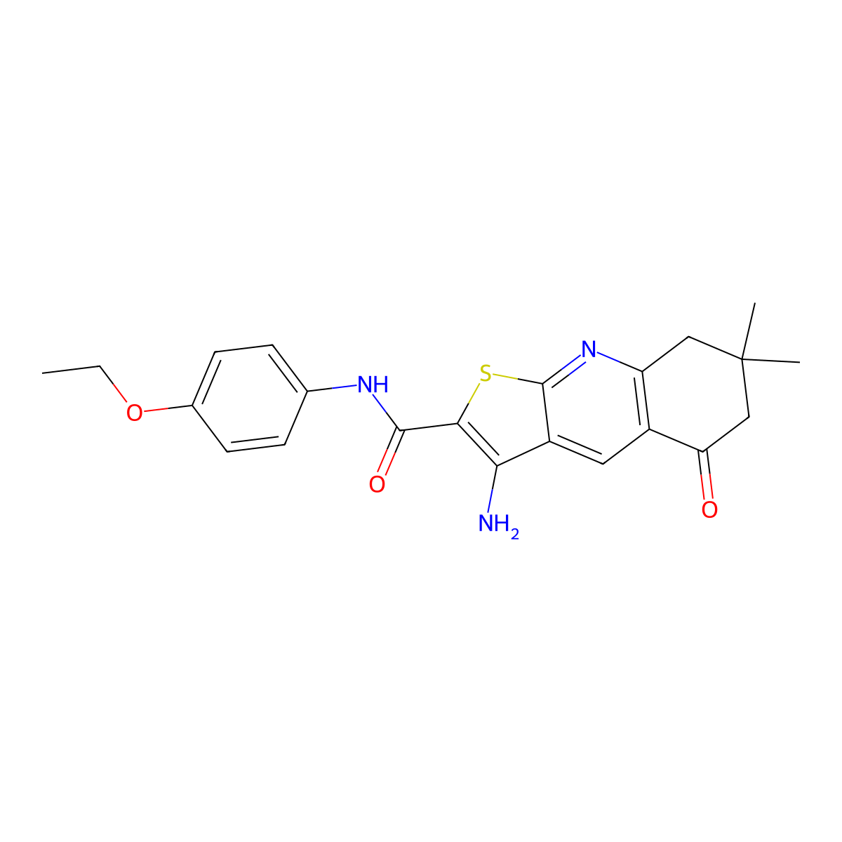 3-amino-N-(4-ethoxyphenyl)-7,7-dimethyl-5-oxo-6,8-dihydrothieno[2,3-b]quinoline-2-carboxamide molecular structure, CAS 369396-19-0