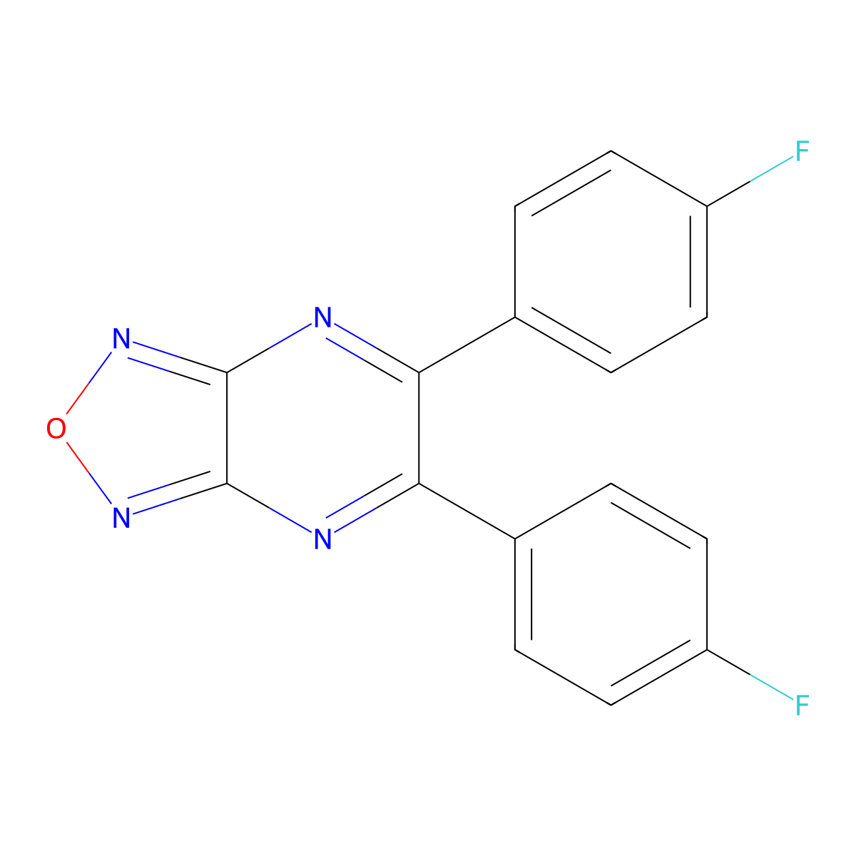 5,6-Bis(4-fluorophenyl)-[1,2,5]oxadiazolo[3,4-b]pyrazine molecular structure, CAS 369396-41-8